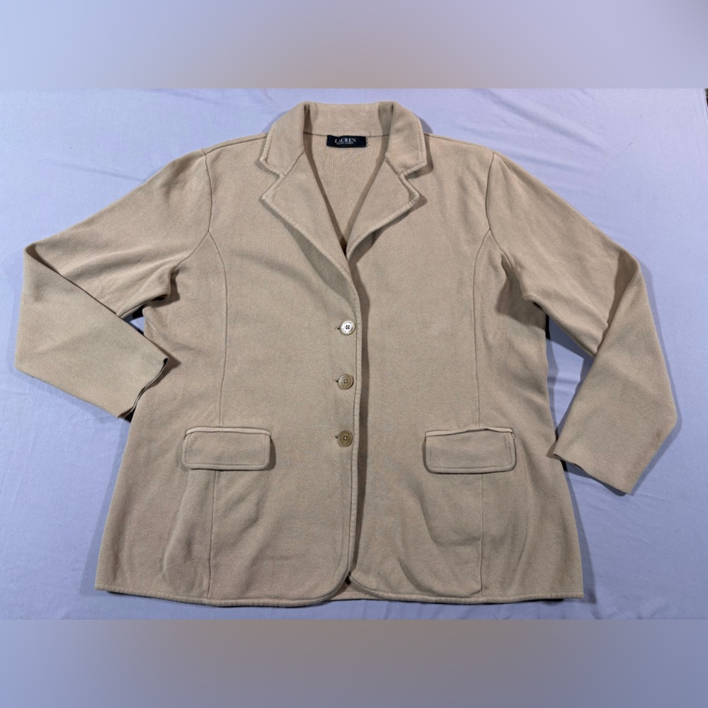 Ralph Lauren Black Label Birch Tan Cotton Blend Blazer XL? See measurements